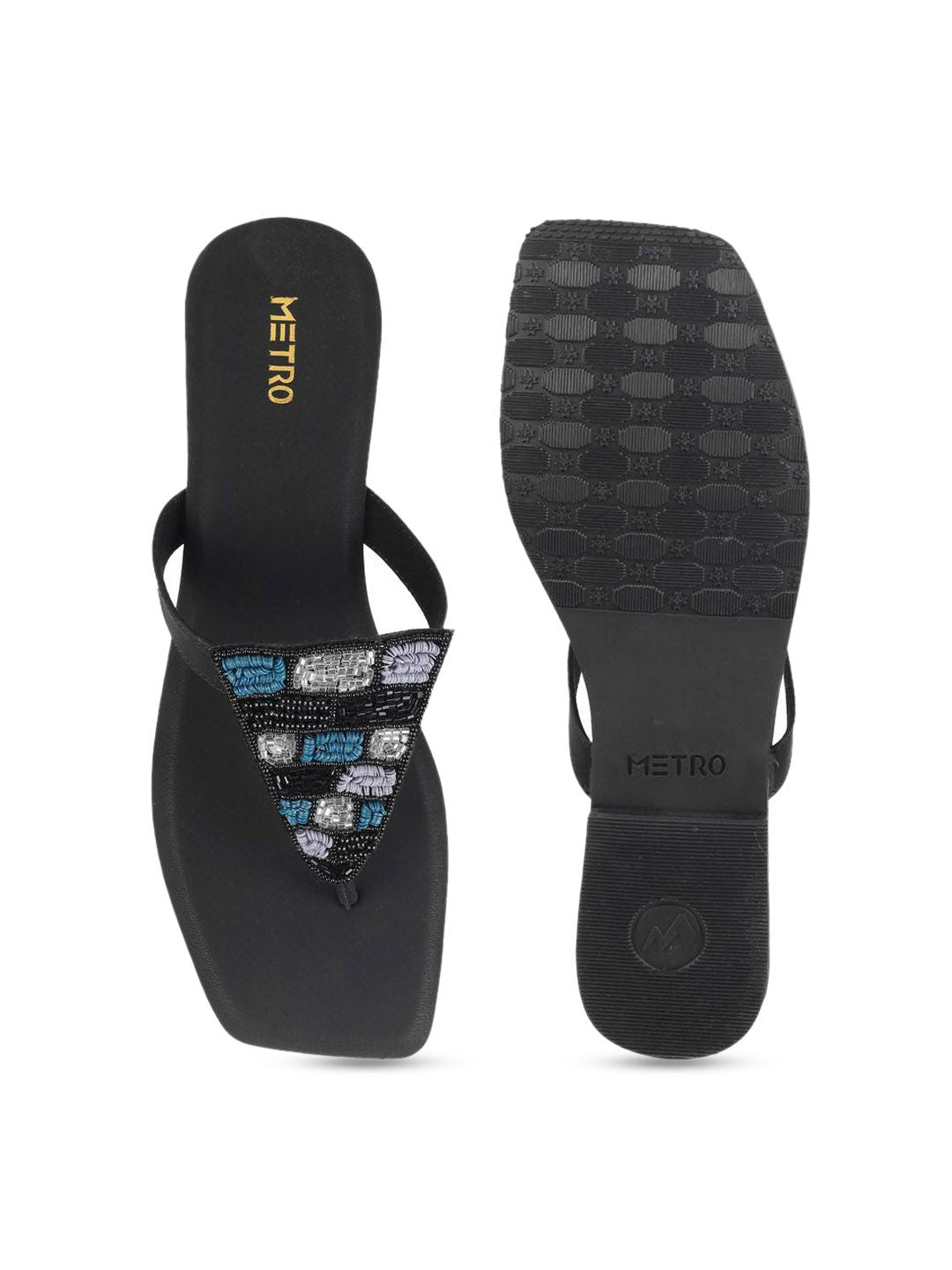 Metro Women  Embellished Open Toe Flats