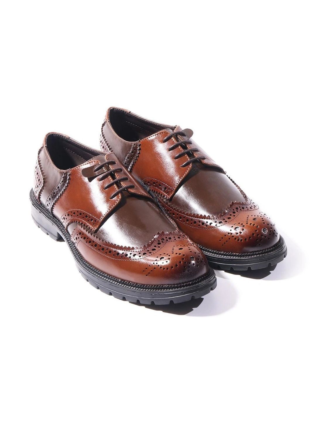 MONKSTORY Brown & Tan Atelier 1900 Wingtip Bicolor Lace-Ups Brogue