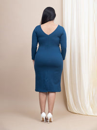 Pakaian Bodycon Potongan V0Neck Padat Wanita Mamicha