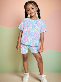 YK Girls Printed Top With Shorts
