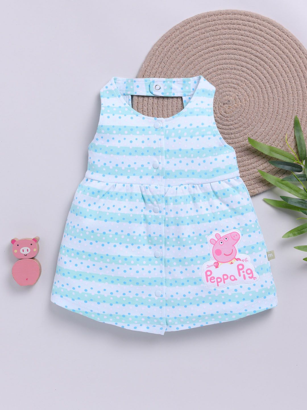 Moms Love Infant Girls Peppa Pig Printed Pure Cotton Fit & Flare Dress