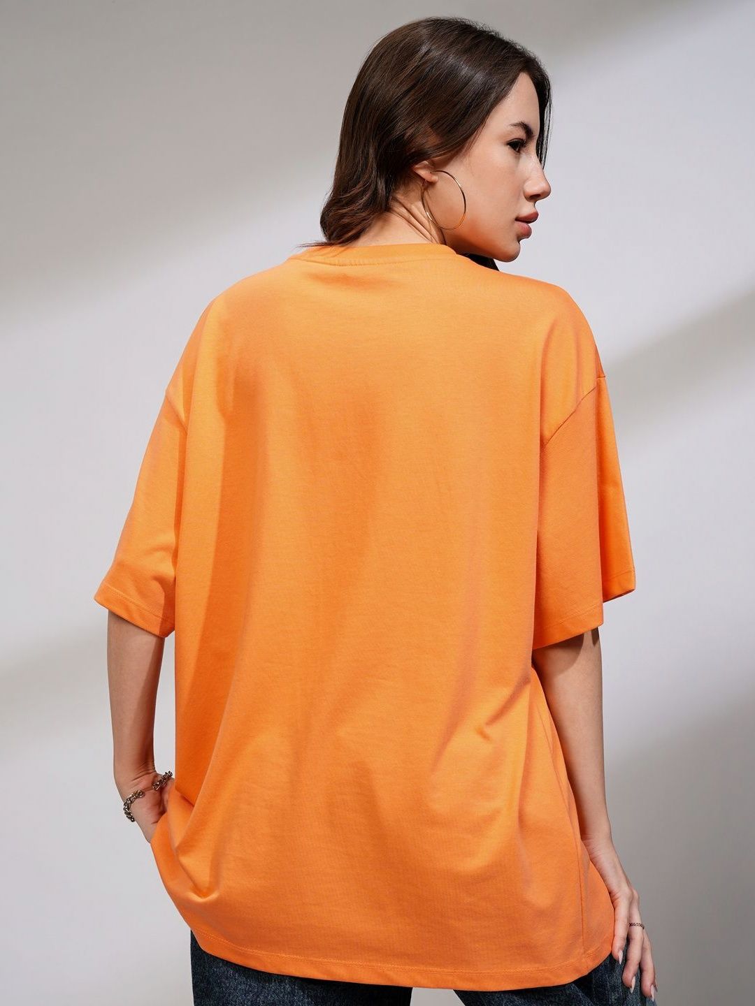 Street By Tokyo Talkies Women Typography Printed Round Neck Oversized T-shirt