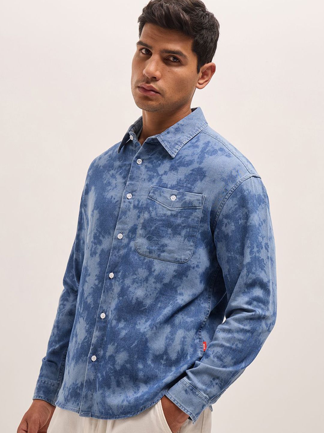 THE BEAR HOUSE Relaxed Fit Dyed Effect Casual Shirt
