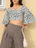 DressBerry Untamed Spirit Animal Print Smocked Crop Top