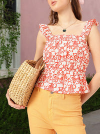DressBerry Spring Fling Floral Cinched Waist Top