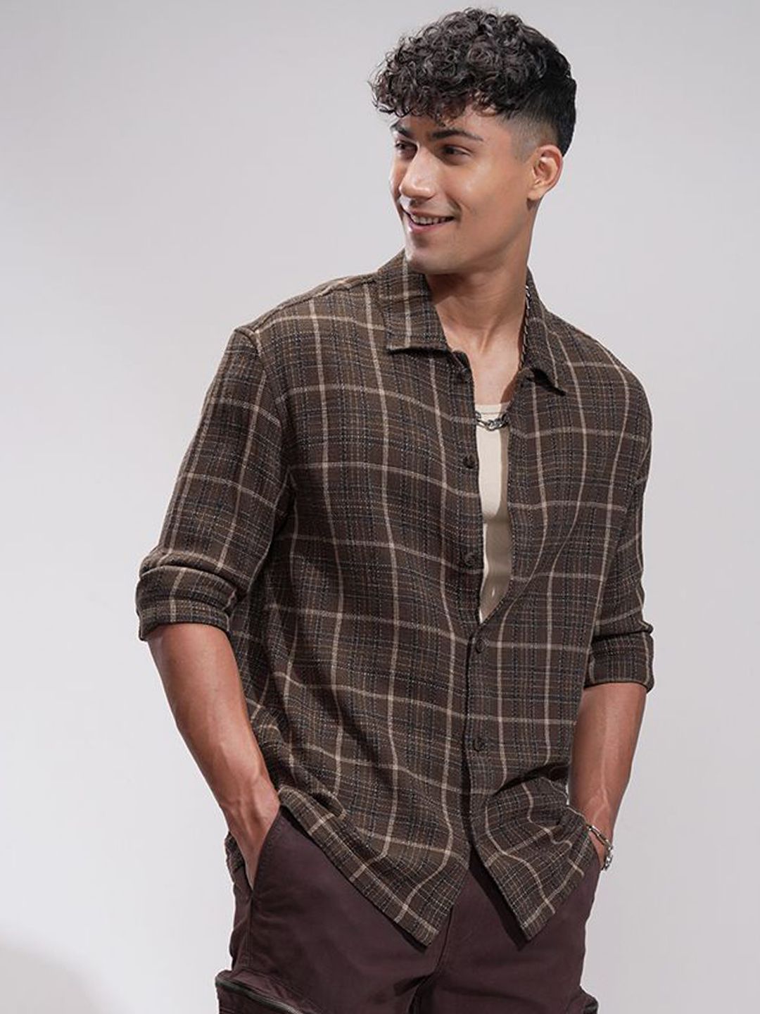 HIGHLANDER Men Comfort Opaque Checked Casual Shirt