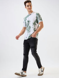 SPYKAR Men Abstract Printed Polo Collar Cotton Slim Fit T-shirt