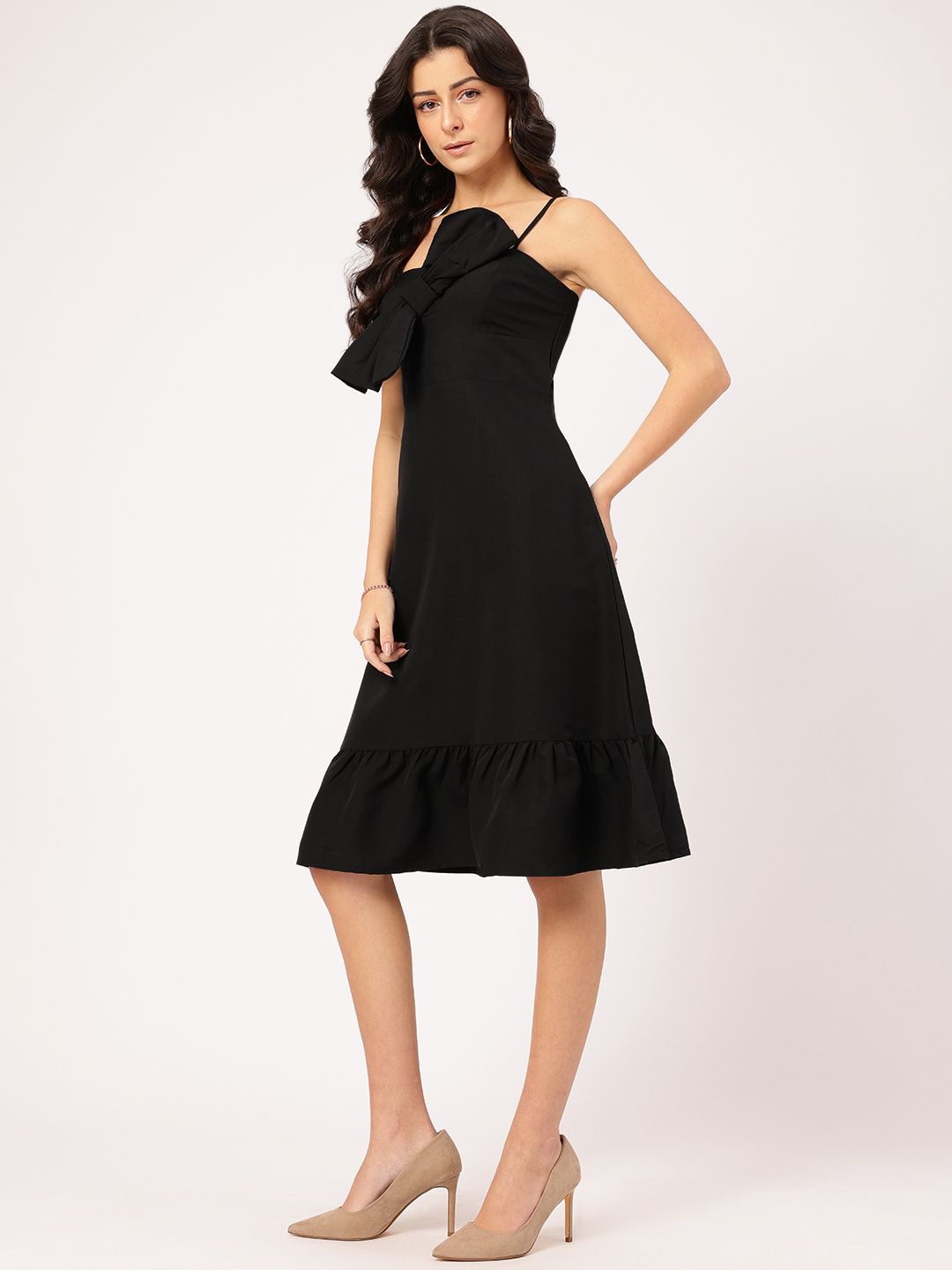 DressBerry Sassy Straps Front Bow A-Line Dress