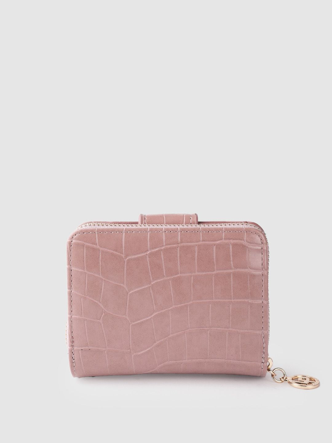 Lino Perros Women Dusty Pink Croc Textured Two Fold Wallet