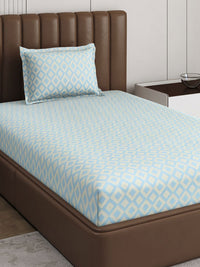 Monte Carlo Pixel Blue & Grey Dicetak 120 TC Single Bedsheet Set 1.52 m x 2.30 m