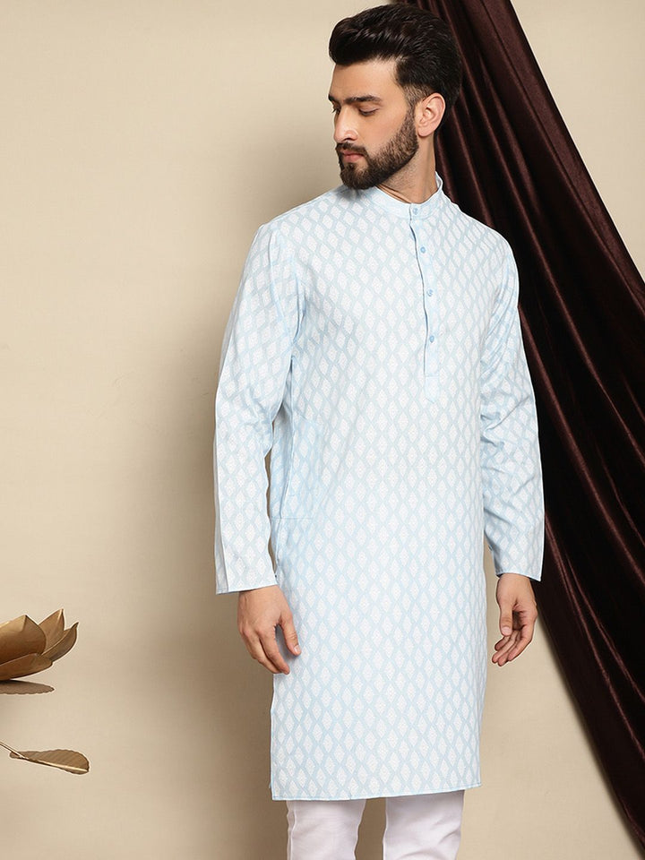 Anouk Ethnic Motifs Printed Band Collar Straigt Kurta