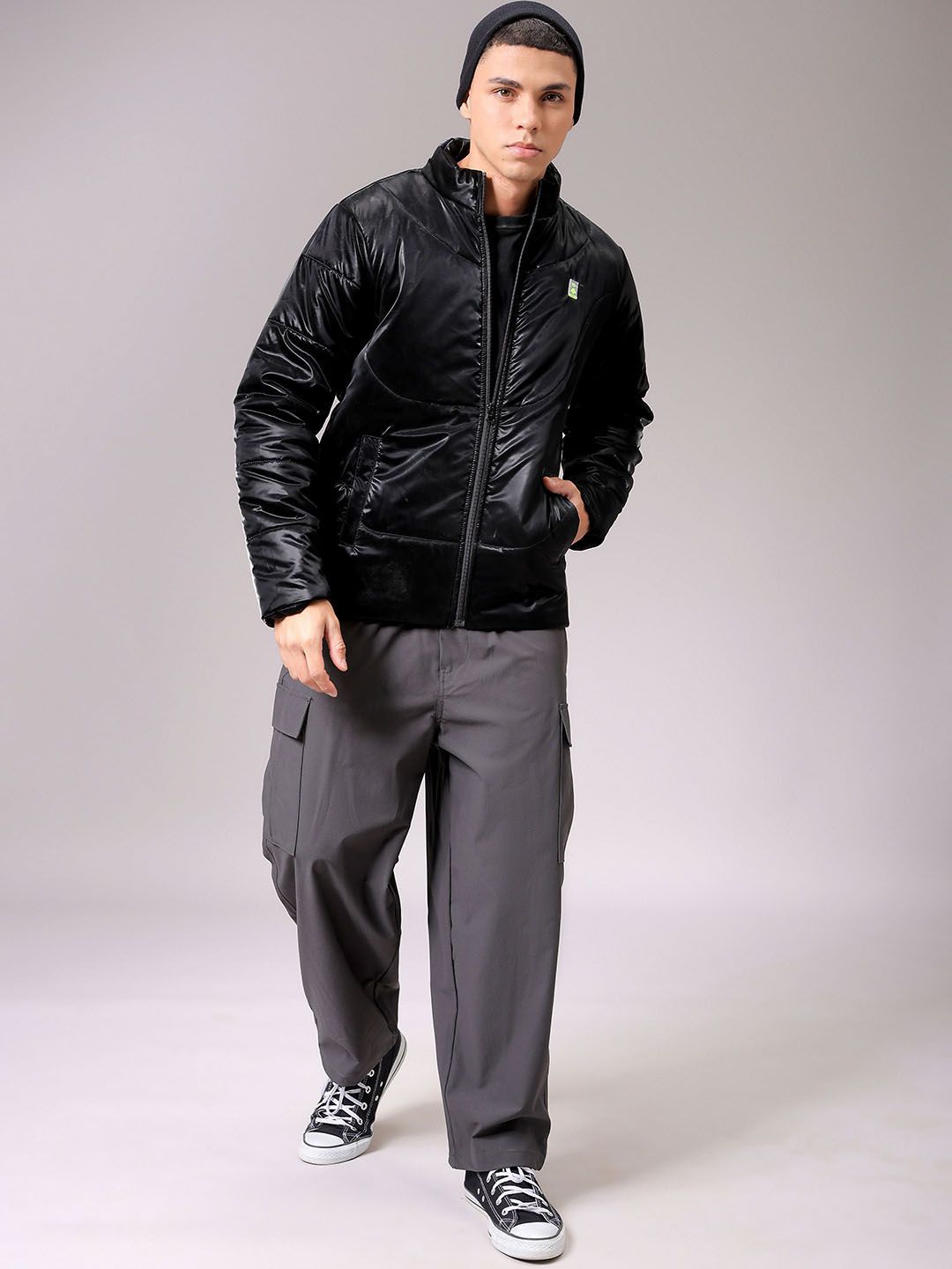 The Indian Garage Co Men High Neck Solid Puffer Jacket