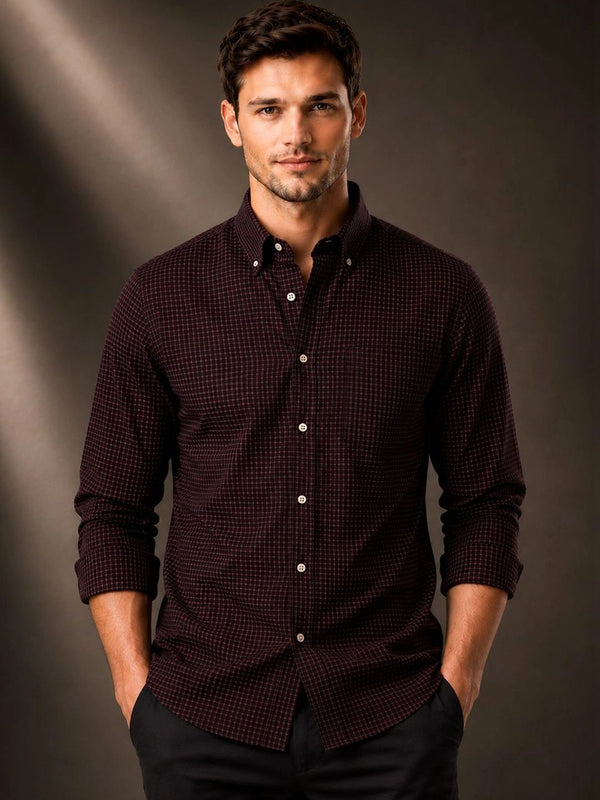 ADRO Men Standard Micro Checked Baju Separa Formal