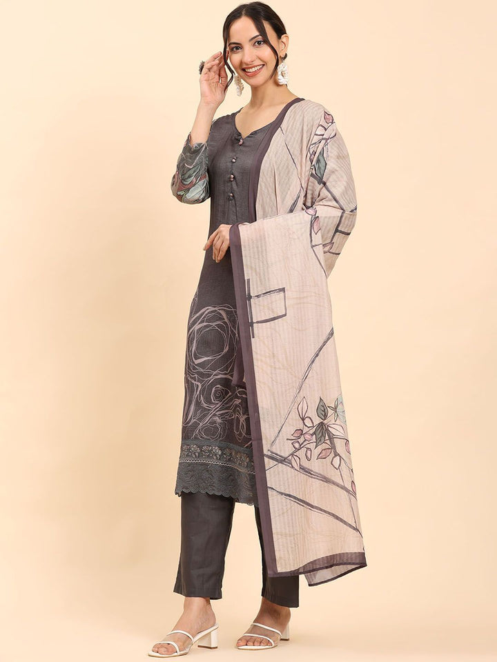 Kurta Kerja Benang Bercetak Geometri Wanita Mamicha