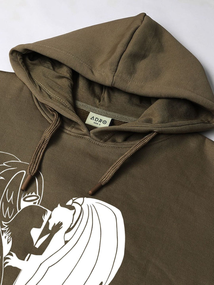 ADRO Men Graphic Printed Hooded Pullover Sweatshirt