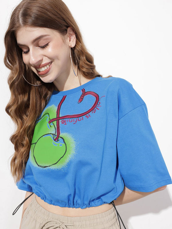 DressBerry Tropical Love Cinch That Waist Crop T-shirt