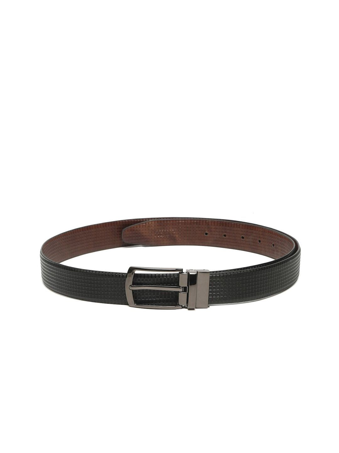 Teakwood Leathers Men Textured Leather Reversible Formal Belt