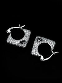 PANASH 925 Sterling Silver Bersalut Rhodium CZ-Stadded Anting-anting Gelung Cinta