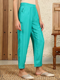 W Solid Women Straight Fit Pleated Casual Trousers