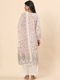Mamicha Women Ethnic Motifs Printed Regular Thread Work Pure Cotton Kurta with Palazzos & With Dupatta