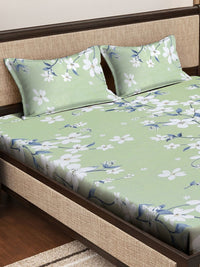 Myntra Elegant Homes Green Floral Cotton 400 TC King Cadar Superfine & 2 Sarung Bantal