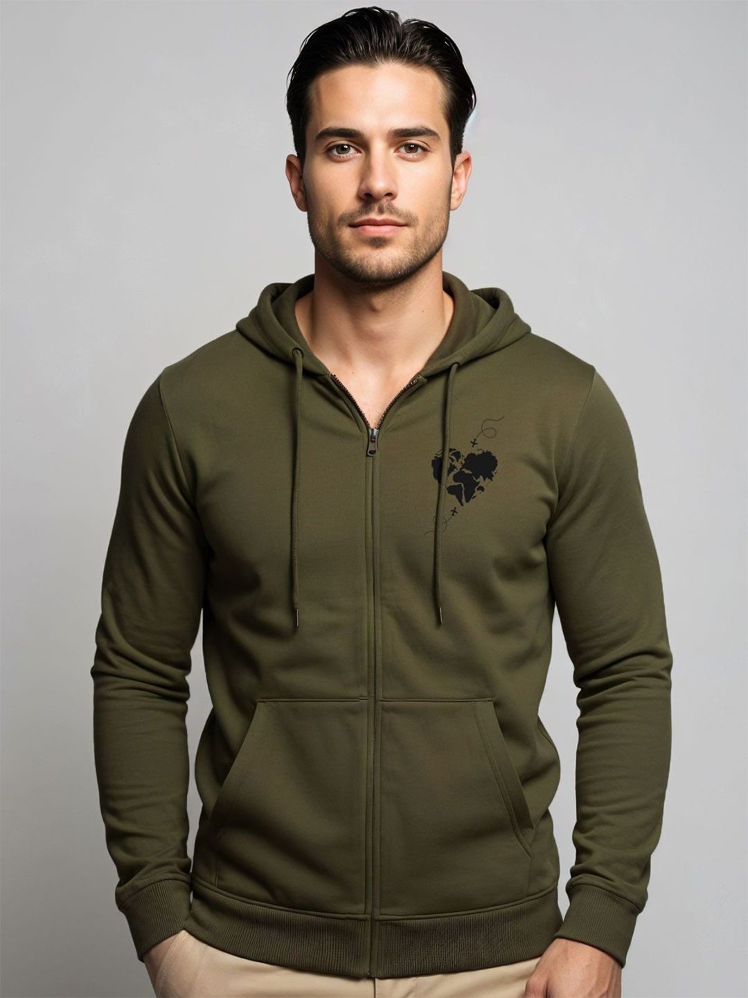 ADRO Men Printed Hooded Sweatshirt