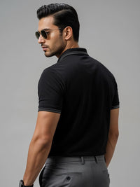 ADRO Men Black Cotton Tshirts