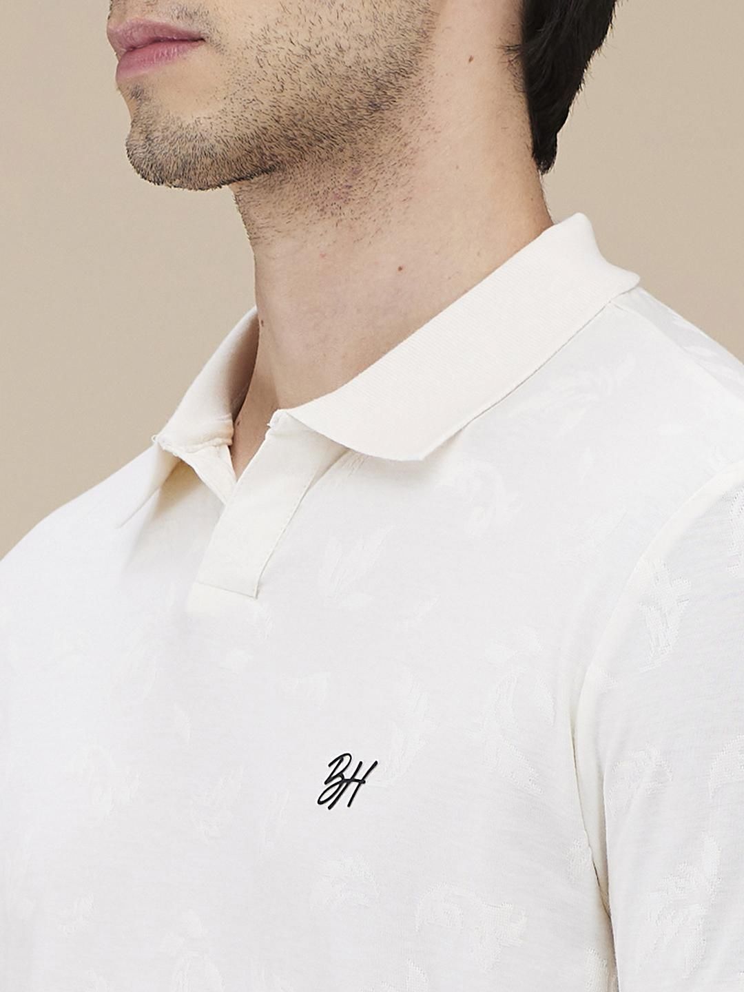 Being Human Men Self Design Polo Collar Cotton Slim Fit T-shirt