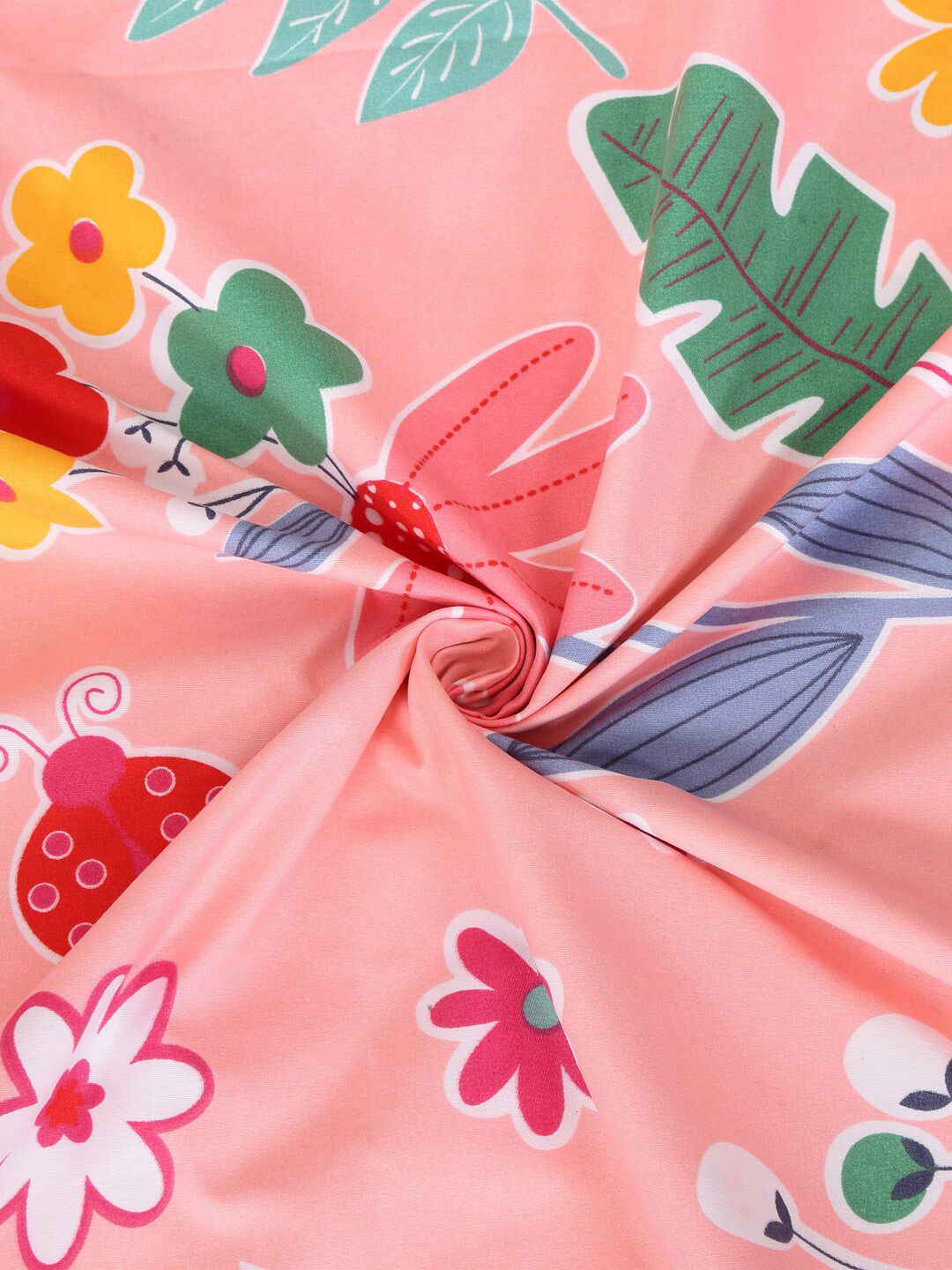 KLOTTHE Pink Floral Cotton 300 TC Fitted King Fine Bedsheet with 2 Pillow Covers-98 x 87 inches