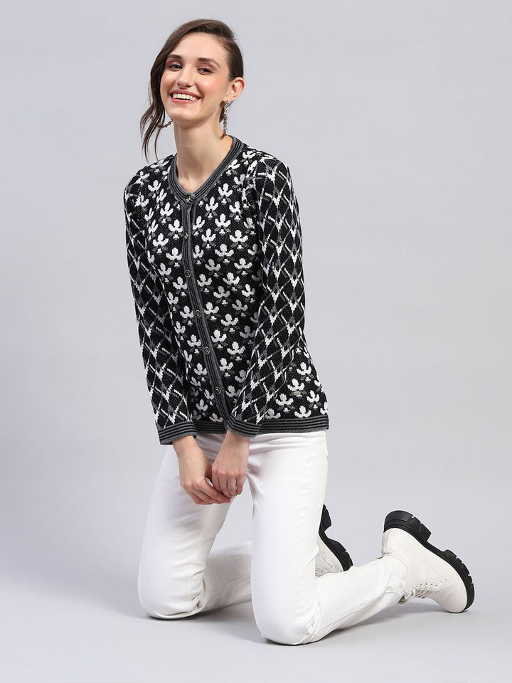 Monte Carlo Women Floral Woolen Cardigan