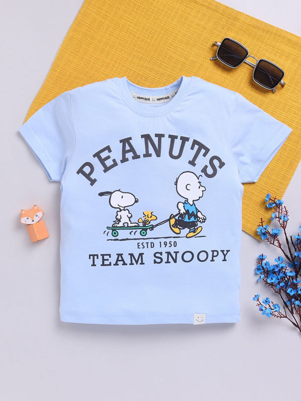 Happy Faces Boys Peanuts Printed Pure Cotton T-shirt