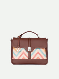 ZOUK WavBeach Nessa Geometric Printed Structured Jute Satchel