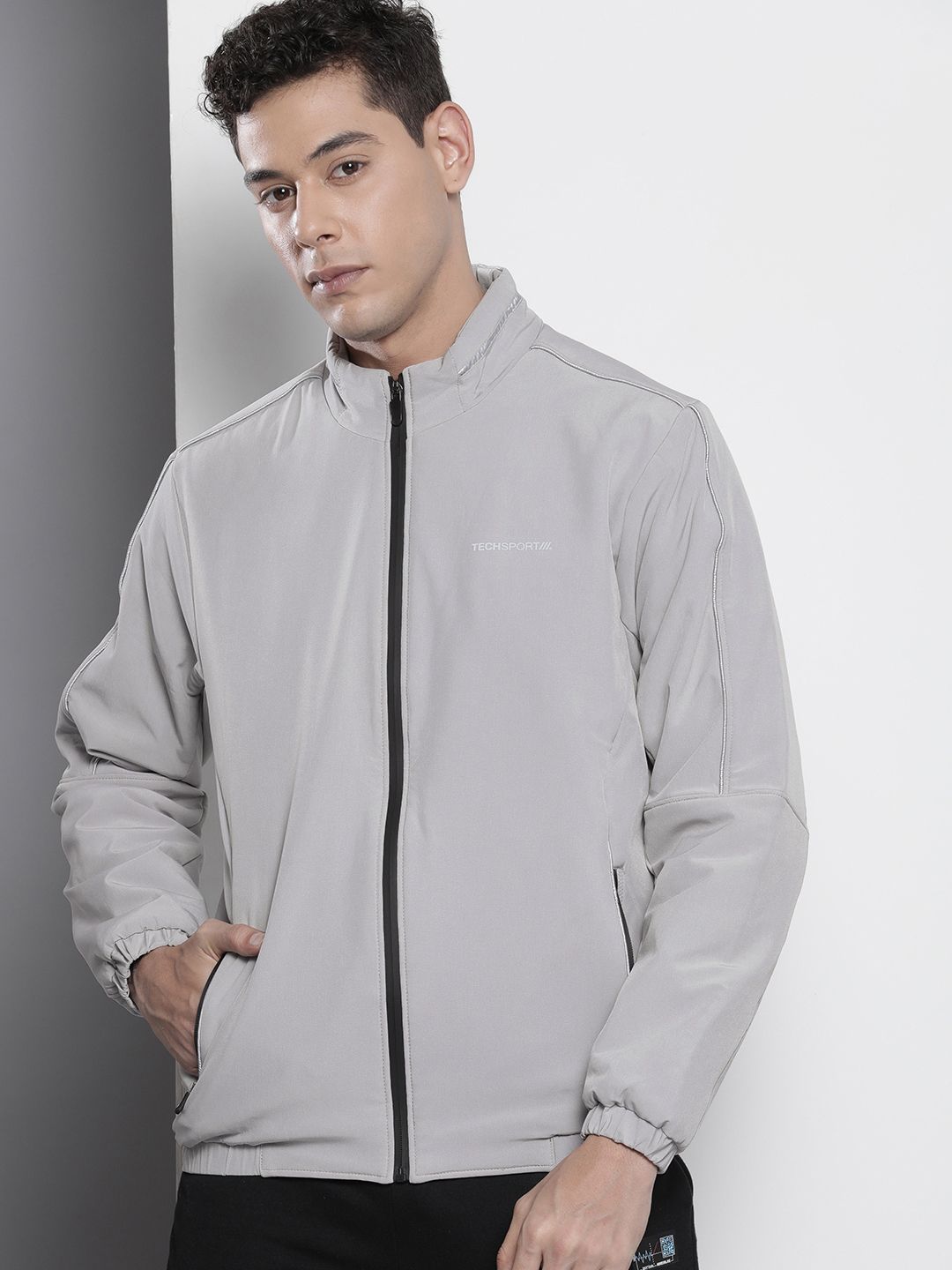 The Indian Garage Co Men Zip-Front Bomber Jacket with Zipper Pockets