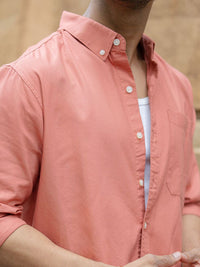 Powerlook Men Solid Button-Down Collar Pure Cotton Casual Shirt