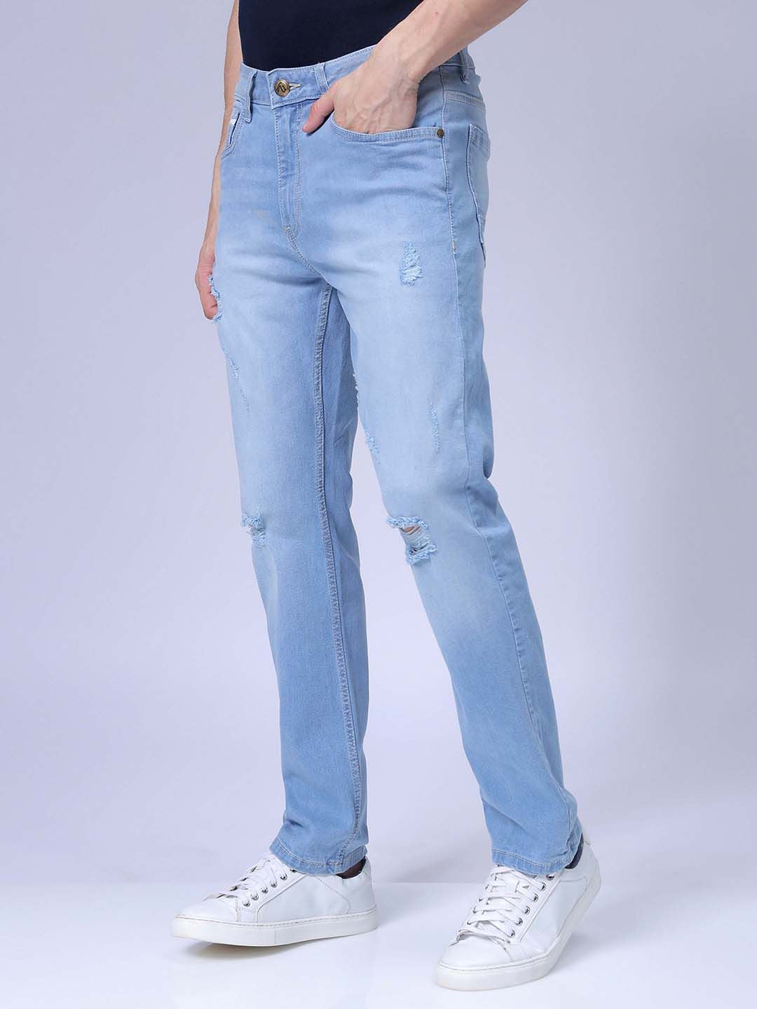The Indian Garage Co Men Straight Fit Heavy Fade Stretchable Jeans