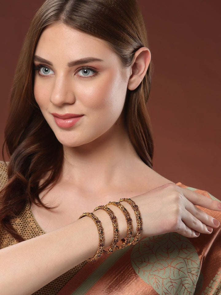 Set PANASH 4 24 CT Bersalut Emas AD Gelang Boleh Laras Bertampal Batu