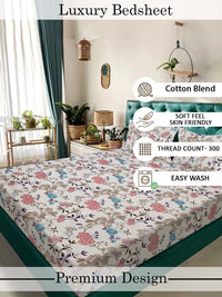 Myntra Elegant Homes Pink & White Floral 300 TC King Bedsheet with 2 Pillow Covers