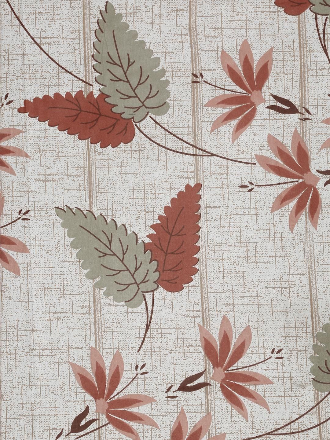 KLOTTHE Beige And Red Floral Printed Cotton 400 TC Double Bedsheet Set 2.50 m x 2.20 m
