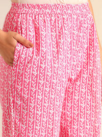 Mamicha Women Ethnic Motifs Printed Regular Thread Work Pure Cotton Kurta with Trousers & With Dupatta
