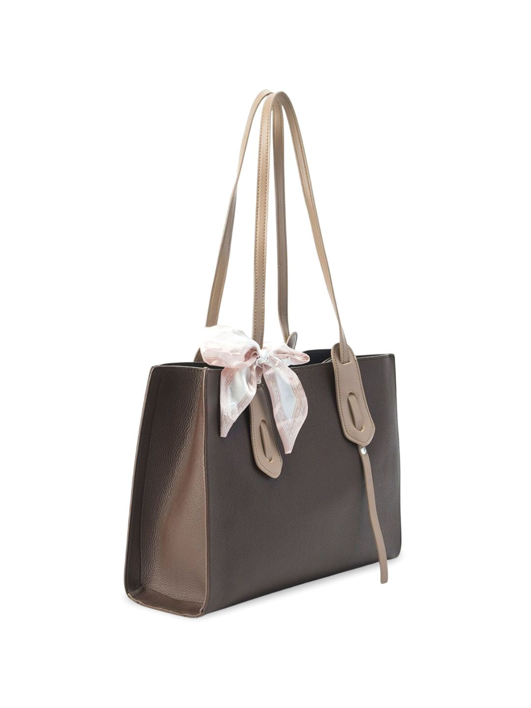 Lino Perros Colourblocked Oversized Structured Tote Bag with Bow Detail