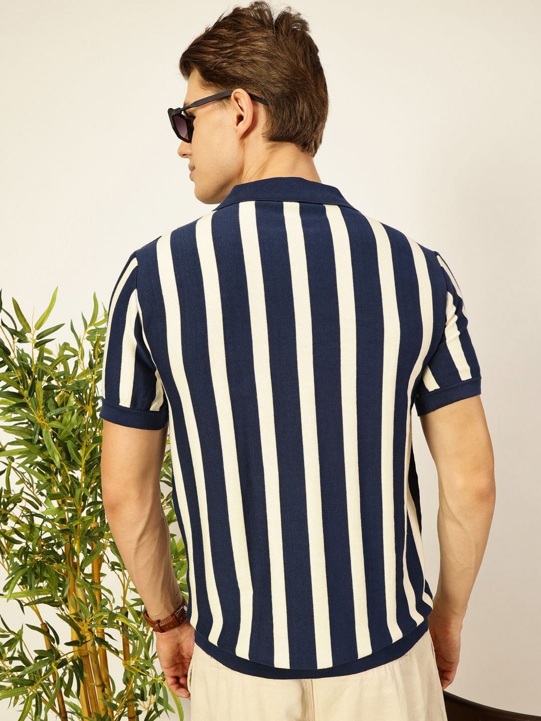 Thomas Scott Men Bio Finish Striped Polo Collar Cotton T-shirt