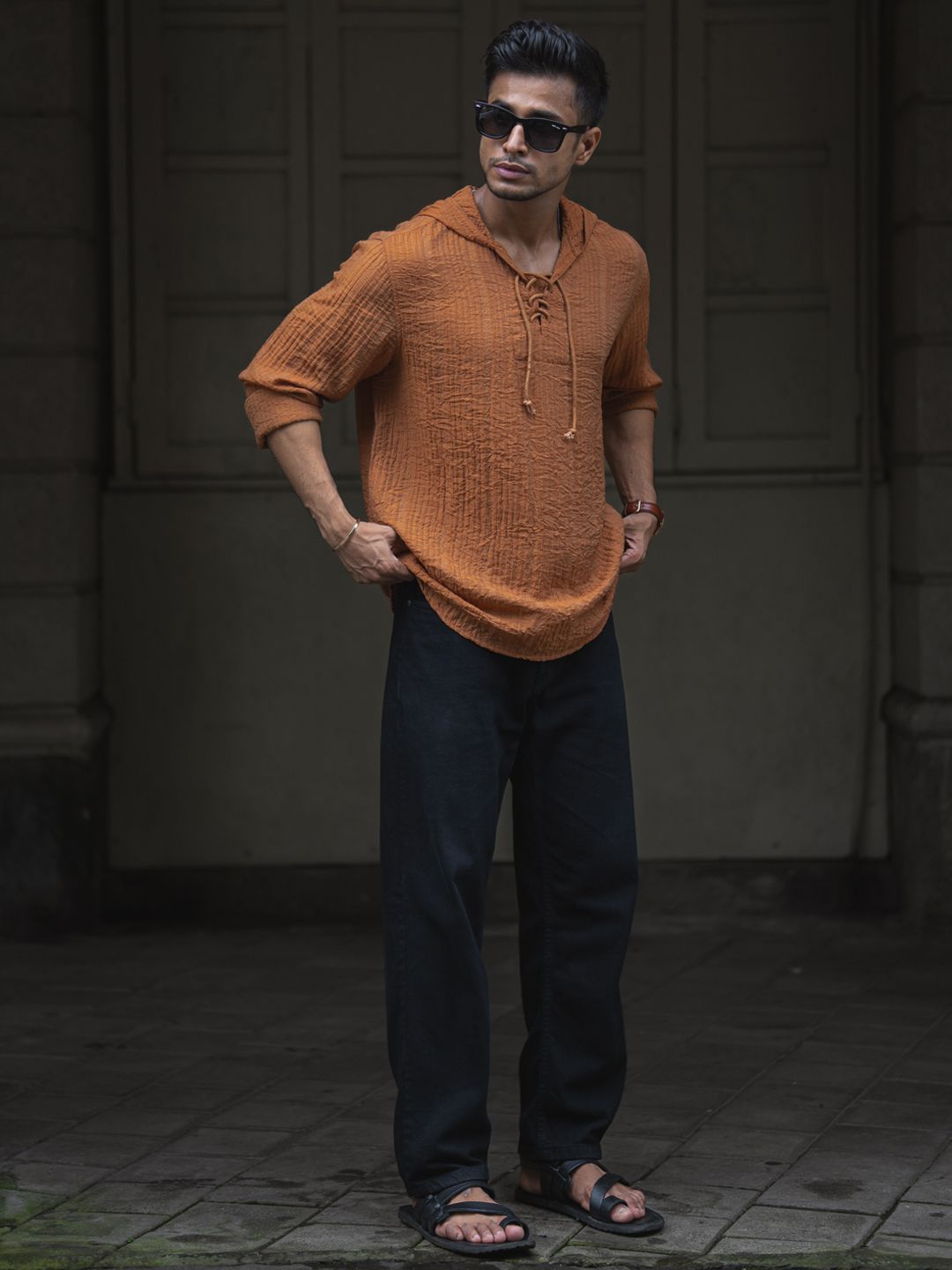 Powerlook Men Hood Solid Casual Shirt