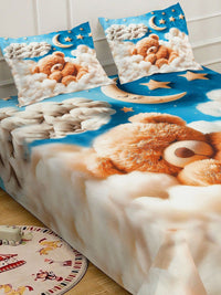 Klotthe Cartoon Printed 400 TC Double King 7D Bedsheet With 2 Pillow Cover-2.50m x 2.25m