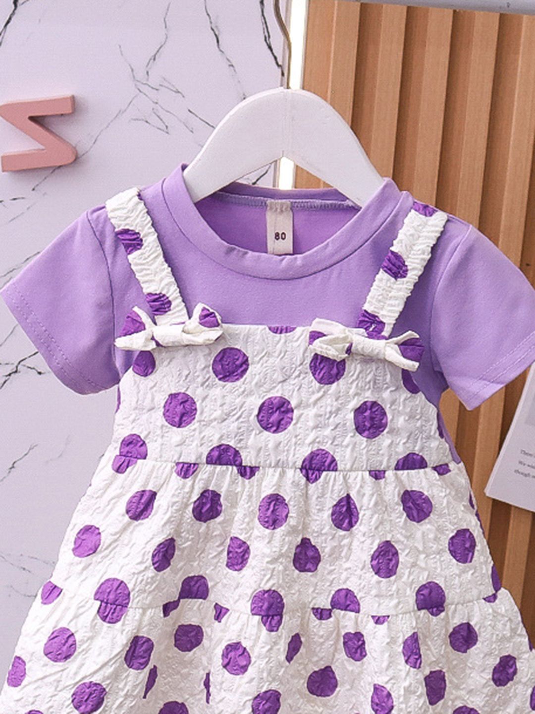 YK Girls Polka Dot Printed Tiered Shoulder Straps Cotton Fit & Flare Summer Dress
