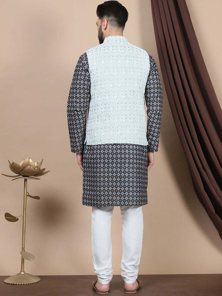 Anouk Black Floral Printed Straight Kurta with Churidar