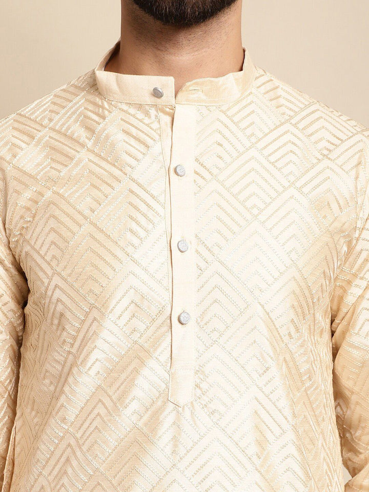 Anouk Geometric Embroidered Dupion Silk Kurta with Pyjamas