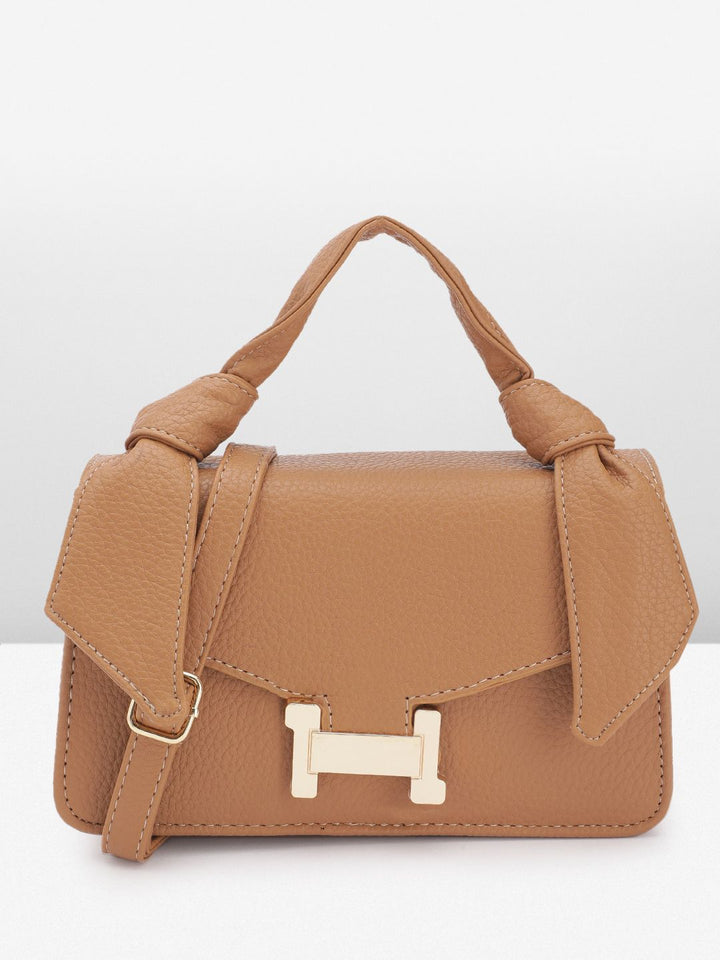DressBerry Brand Logo Embossed Textured Satchel