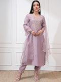 Vishudh Women Embroidered New Roman Kurta with Bottom and Nylon Organza Dupatta