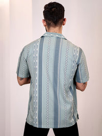 Eszett Abstract Printed Spread Collar Casual Shirt