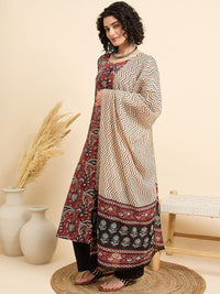KALINI Women Floral Printed Regular Kurta with Trousers & With Dupatta